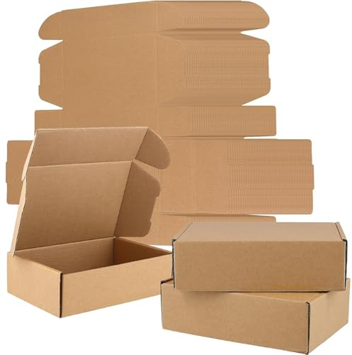 ZEONHEI 50 PCS 20x13x6cm Brown Postal Boxes,Corrugated Cardboard Shipping Boxes, Small Packing Boxes for Packaging and Mailing Mail Small Items