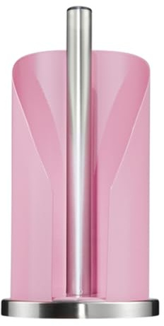 Wesco Porte-rouleau de papier de couleur rose en acier inoxydable et tôle d'acier laquée de couleur, socle stable en acier inoxydable, pour rouleaux de papier essuie-tout standard ou 2 à 3 rouleaux de