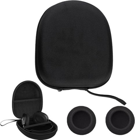 1 Pcs Headphone Case, 2 Headphone Sponge Covers Headphones Case, Headphone Bag, Large Headphone Carrying Case Universal, With Charger Cable Storage Fixed Strap Earphone Box