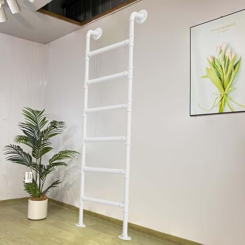 Gaommini Weiße Notausstiegsleiter aus Metall für den Keller, an der Wand montierte Dachbodenleiter, Feuerleiter für den Innen- und Außenbereich, 10–28m, Sicherheitstrittleiter für Betten(150cm/59in)