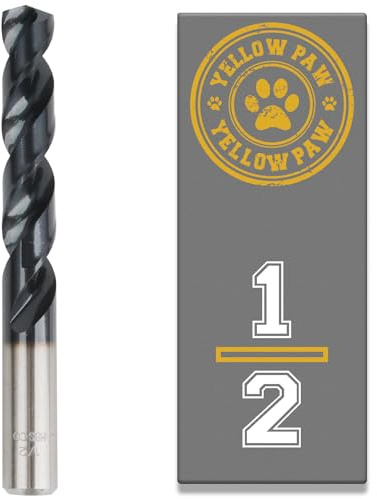 Yellow Paw 1/2 Inch Drill Bit for Metal - Industrial Grade M35 Cobalt with TiAIN Coating - 1/2 Diameter & 6 Length - 4 Working Length - 135 Degree Split Point