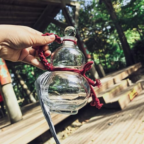 Glass Gourd Water Bottle 17oz Chinese Retro Style Clear Glass Drinking Decorative Bottle Travel Sports Bottle for Tea,Wine,Champagne