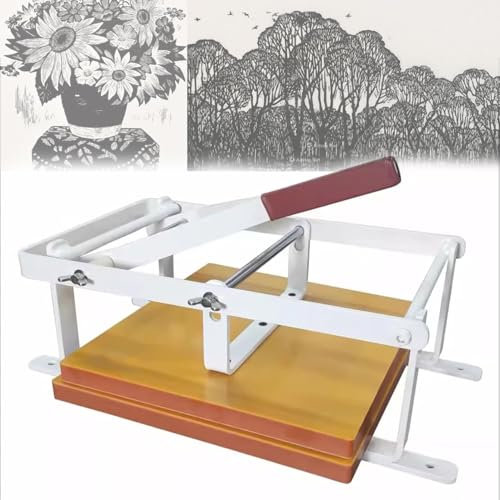 FBJAMZ Linolschnittpresse, manuelle Flachdruckmaschine, Buchdruckpresse, für Holzschnitttinte, Linolschnitte
