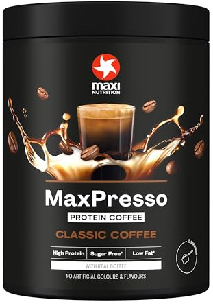 MaxiNutrition MaxPresso Coffee Classic 300g, Protein Kaffee, Whey Coffee Pulver, 21g Eiweiß pro Portion, Zuckerfrei & fettarm, Warm & kalt genießbar