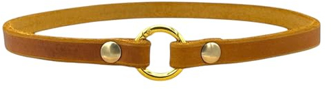 Markenhalsband Classic aus Leder für Hunde- oder Steuermarken | dünn & leicht (Cognac)