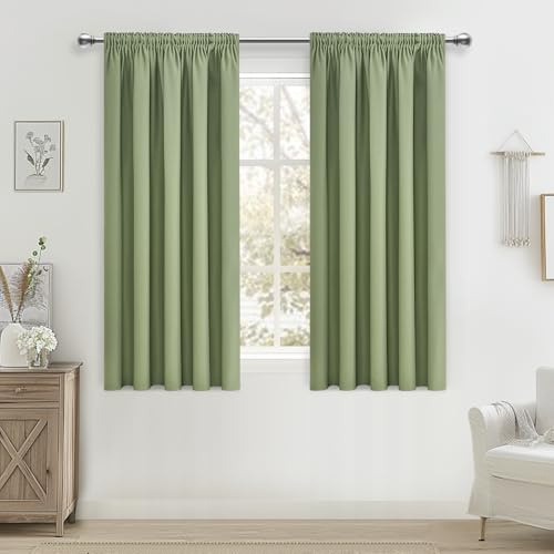 Mrtrees - Tende oscuranti termiche verdi, tende a pieghe per camera da letto e soggiorno con più metodi di montaggio, 2 pannelli 117 x 167 cm 46 x 66 pollici Verde salvia