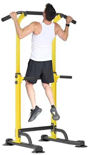SDHYL Power Tower Kraftstation Klimmzugstange Dip-Stationen Höhe Verstellbar Schlingentraining Bauchtrainer Rückentrainer Für Anfänger Profis Trainieren Fitness