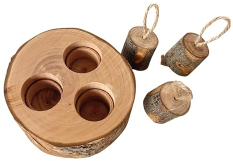 HUANGING Hamsters Foraging Feeder Wood Puzzle Game Feeding Board for Rabbits Hamster Treats Dispenser Snacks Feeder Pet Supply