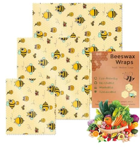 Beeswax Wraps for Food, Reusable Sustainable Environmentally Friendly Bread Sandwich Food Wrap, 3 Pieces Beeswax Wrap, Bread Sandwich Wrapper for Wraps, Fruit, Bread, Cheese