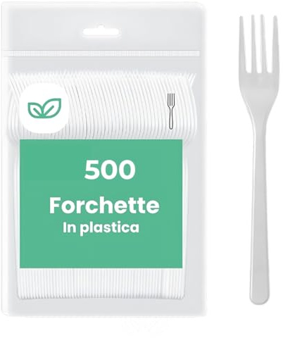 500 Forchette Riutilizzabili in Plastica Resistente – Fino a 20 Utilizzi – Ideale per Uso Alimentare
