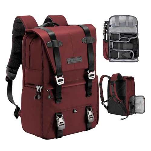 K&F CONCEPT Mochila para cámara, bolsas de cámara para fotógrafos, funda de cámara de gran capacidad con cubierta impermeable, compartimento para laptop de 15 a 15.6 pulgadas compatible con dron Canon