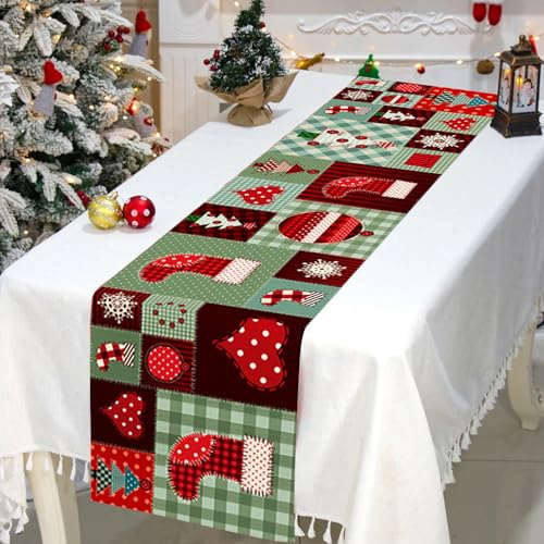 FOSDICK Runner Natalizio da Tavolo, Poliestere Runner Natale, Tavola Natalizia Lungo, 40x180cm runner Natalizi, Centrino Natalizio Lavabile, Centrini Natalizi per Ristoranti, Caffè, Case, Bar