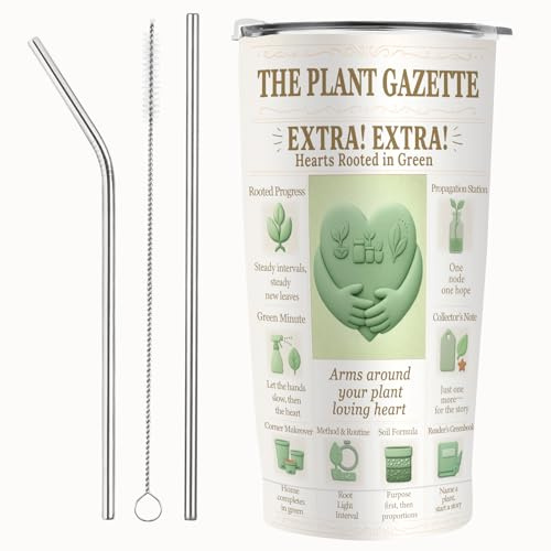 SNUGLYZEN Plant Lover Gift 20oz Sage Green Botanical Tumbler — Vacuum-Insulated Stainless Steel Travel Cup, Gift for Plant Mom & Gardeners