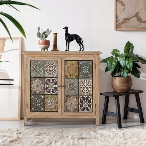 ALPHA HOME Kommode Sideboard mit 2 Fächern, Mehrzweckschrank Küchenschrank | Beistellschrank mit Doppeltüren, Gartenschrank Aktenschrank Flurschrank Aufbewahrungsschrank, 36x89x84 cm