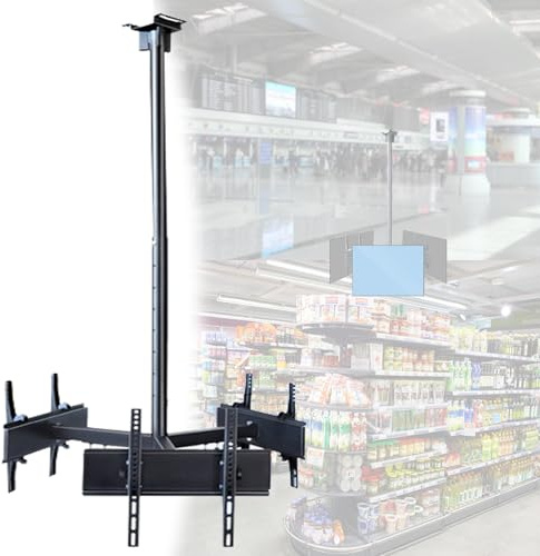 Soporte de techo para TV, altura y ángulo ajustables para televisores de 32 a 75 pulgadas, soporta hasta 150 kg, perfecto para ahorrar espacio en la configuración de entretenimiento en el hogar