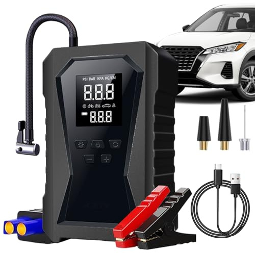 Arrancador De Coche 12V – Booster Digital Recargable, Unidad De Arranque Inteligente Con Inflador De Neumáticos, Soporte De Alimentación Portátil | Ayuda En El Taller De Garaje Para Camión Moto