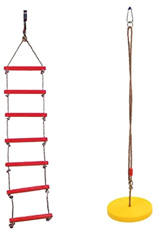 RNXRZANK Children's Tree Hanging Disc Rope Swing & Climbing Ladder Toy Set Garden