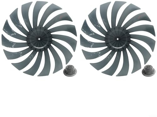 Ventola in plastica da 14 pollici con design a 15 ali e copertura del dado, materiale PP, silenzioso, resistente al calore, ricambio per ventilatore a pavimento o da tavolo (2 pezzi)