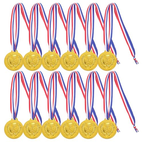 FOMIYES 50 Pezzi Medaglie Dorate per Bambini con Design Versatile e Portatile in Lega di Zinco e Tessuto, per Feste di Calcio e Eventi Sportivi