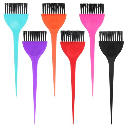 6 Pcs Hair Coloring Brush, Hair Dye Brush Hair Color Brushes Set Reusable for HairStylist Color Tint Applicator for Women Men Salon Use and Home DIY Dyeing (6 Colors)