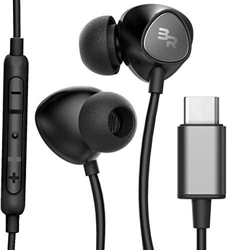 Thore Type C Headphones, in-Ear Wired Earbuds with Microphone & Volume Control Mic Earphones for Samsung Galaxy S23 /S24, Pixel 7/7 Pro & More, Black