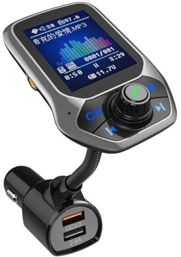 PolarLander Trasmettitore FM Bluetooth Schermo a Colori Car Audio Lettore mp3 Modulatore FM Wireless Vivavoce Bluetooth Car Kit con QC 3.0 Dual USB Caricabatteria da Auto Supporto TF & U Disk