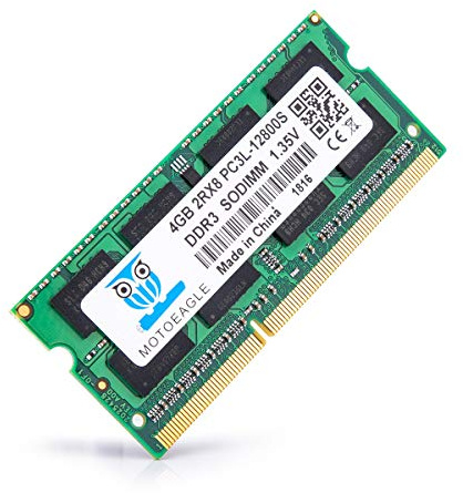 Motoeagle 4 GB DDR3L-1600 SODIMM 2Rx8 PC3 PC3L-12800S 204-pin obuffrad icke-ECC 1.35V CL11 Dual Rank anteckningsbok arbetsminne