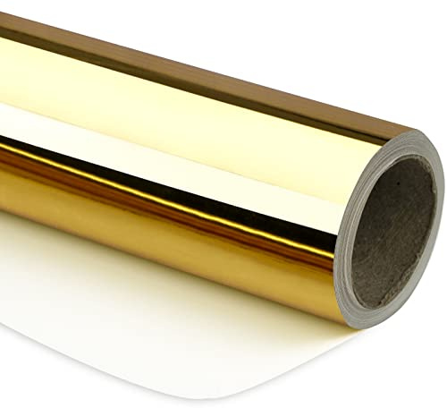 RUSPEPA Carta Da Regalo Metallizzata Dorata - Carta A Tinta Unita Perfetta Per Matrimoni, Compleanni, Natale, Baby Shower - 44,5 cm X 10 m