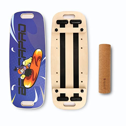 Surf Balance Board Trainer, Wobble Board with Adjustable Stoppers -4 Different Distance Options-Balancing Board for Surf Skateboard, Hockey,Snowboard