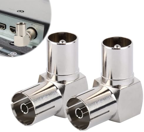 Gments 2Pcs TV PAL Male to Female Adapter TV Aerial Coaxial Adaptor Right Angle RF Coax Connector 90 Degree Cable Connector Aerial Splitter for Wall Mounted TVs Satellite And Antenna Cables Copper