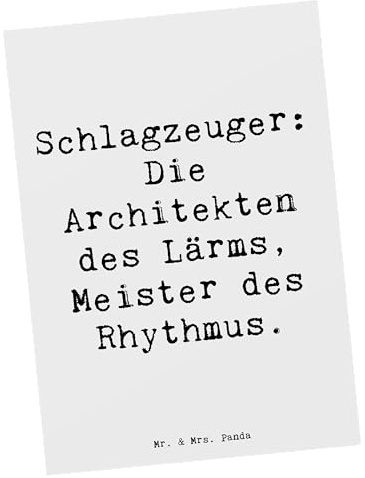 Mr. & Mrs. Panda Grußkarte Spruch Schlagzeug Architekten - Geschenk, Kunstkarten, Ansichtskarten, Präsenz, Dynamik, Postkarten, Musik, Lernen, Band, Beats, Percussion, bildkarte, Postkarte, Musiker