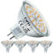 EACLL Bombillas LED GU5.3 Blanco Cálido, 6W Equivalente 50W MR16 Halógena, Pack de 4, Focos Sin Parpadeo AC/DC 12V, 2700K 450 Lúmenes 120 ° Spotlight, Lámpara Reflectora No Regulable