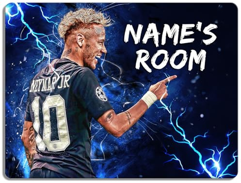Personalised Neymar Bedroom Door Sign Football Legend Room Name Plaque Children's Boys PSG Football Player Kids Birthday Gift NLD30