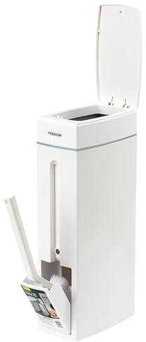 Trash Can with Toilet Brush | 4.5L Rectangular Bathroom Bin with Lid | White Toilet Brush and Waste Bin Set