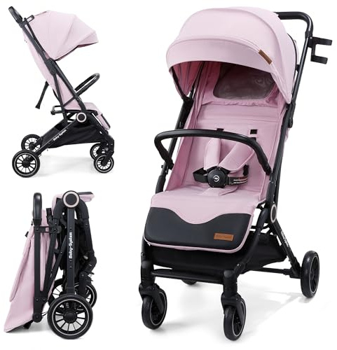 Moby-System LENA PINK PRO Sulky med Trolleyfunktion, Lätt och Kompakt 6–48 Månader, EVA-Hjul med Fjädring, XXL-Sufflett, Enhandsfällning, Rosa