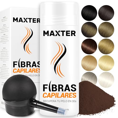 Maxter Streuhaar zur Haarverdichtung ROTBRAUN + Spray Applikator - Haarpuder gegen Kaschierung von Haarausfall - Haarpuder Männer und Frauen - Mikrofaser in Pulverform - Hair Fiber