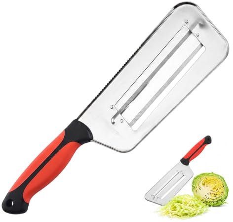 Coltello Affetta Verdure a Doppia Lama, 32,5cm Taglia Cavolo Cappuccio e Mandolina per Verdure Manuale, Affettatrice Professionale per Insalata, Carote e Cetrioli