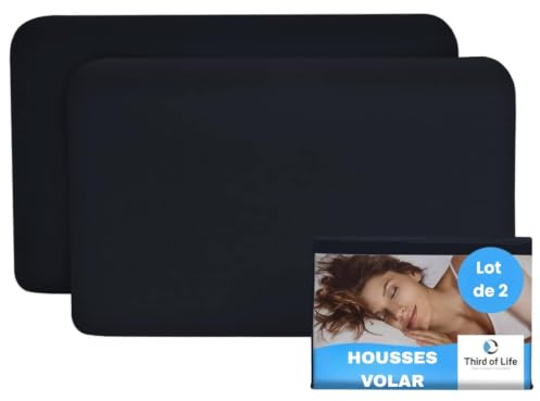 Kissenbezug 40x25 Schwarz Doppelpack für VOLAR Reise-Kissen | Baumwolle (Double Jersey), Bügelfrei & trocknergeeignet, Kissenhüllen 2er Set mit Reißverschluss, Oeko-Tex Zertifiziert