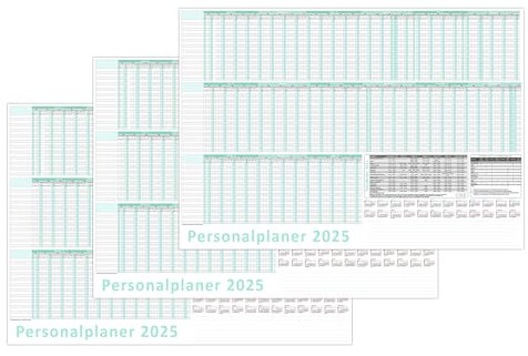 3 Stück Urlaubsplaner/Personalplaner 2027 DIN B2 nass abwischbar Format (500 x 700 mm) für bis zu 22 Mitarbeiter Januar Kalenderjahr bis März Folgejahr mit Schulferien (gerollt!)