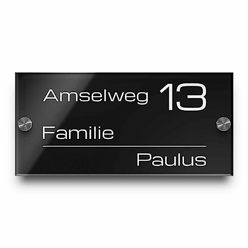Edles Türschild | Hausnummer mit Gravur mit über 80 Motiven Familien-Haus Familienschild Türschilder für die Haustür mit Namen 21x10 cm