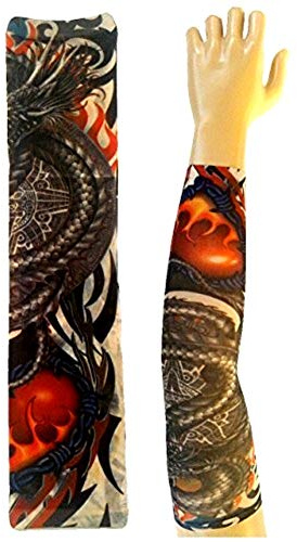 Lovelegis Manicotto Tattoo Manica Tatuaggio Finto Drago Cuore Infuocato Circondato Tribale Idea Regalo Natale Compleanno Festa