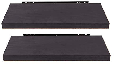 EUGAD Set di 2, Effetto Legno Nero 100cm, Facile Montaggio, Mensole da Parete Moderne Invisibili per Soggiorno e Camera da Letto, Spezie Magazzinaggio per Cucina