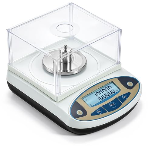 Bonvoisin Analysenwaage 100g/0,001g, Hochpräzise Laborwaage mit Windschutz | 1mg Ablesbarkeit, Edelstahlplatte, 13 Einheiten, Tara- & Zählfunktion, Werkskalibriert für Labor, Schmuck & Gold