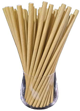 Sam for You Papperssugrör, papperssugrör, biologisk, livsmedelsgodkänd, miljövänlig, engångssugrör, 120-pack (brun)