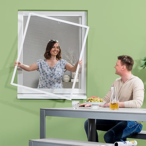empasa Insektenschutz Fliegengitter Fenster Master Slim MATTE OPTIK | zuschneidbar, weiß oder anthrazit in verschiedenen Größen als Selbstbausatz, Farbe: weiß, Größe: 100 x 120cm