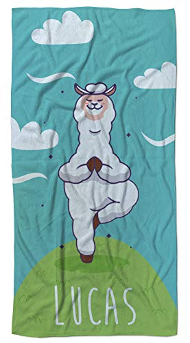 LolaPix Kinderhandtuch. Personalisiertes Mikrofaser Handtuch. Sporthandtuch/Strandtuch/Fitness Handtuch. Superabsorbierend und Antibakteriell. Mit Namen. Llama