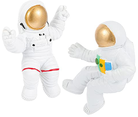 SOLUSTRE 2Pcs Astronaut Figurine Kühlschrank Magneten Harz Modell Magneten Ornament für Astronaut Party Küche Spind Büro Bord Dekoration Stil EIN