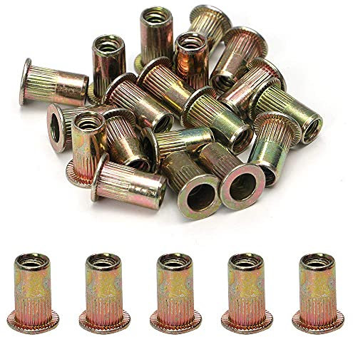 50pcs Carbon Steel Metric M8 Rivet Nuts Threaded Rivet Insert Nutsert Rivnuts Kit M8-1.25mm