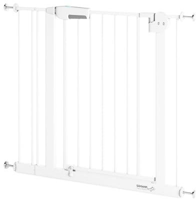 Sämann Türschutzgitter & Treppenschutzgitter 75-127 cm - extra hoch - zum Klemmen ohne Bohren - Tür mit 90° Stopp