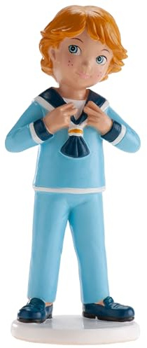 dekora - Figura Decorativa para Primera Comunión Niño Rubio - Elaborada en Resina - Adorno para Tartas - 16 Centímetros de Alto - Diseño Original y Detallado - Apto para Contacto Alimentario